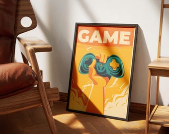 Retro Game Controller Print: Gamer Room Decor (Digital Download)