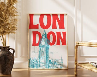 Big Ben London Print: Minimalist UK Travel Poster (Digital Download)