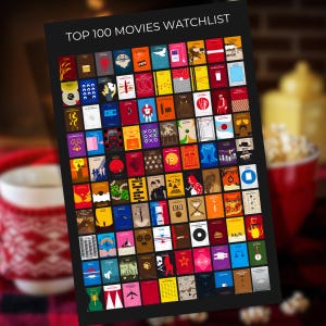Top 100 Movies Bucket List Poster: Interactive Film Watchlist Digital Download