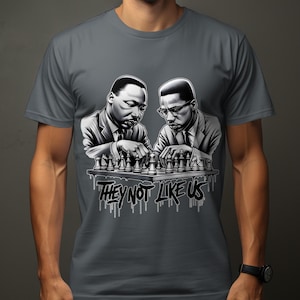 MLK & Malcolm X Graphic T-Shirt: Black History Chess Art, Hip Hop Streetwear