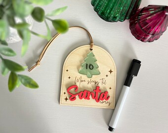 Sleeps til Santa Comes Door Hanger, Ornament, Christmas Countdown Ornament, Kids Countdown