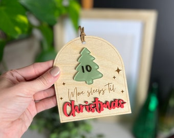 Sleeps til Christmas Door Hanger, Ornament, Christmas Countdown Ornament, Kids Countdown