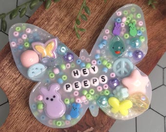 Silicone Picky Pad, Easter Butterfly Stress Relief, Stop Skin Picking, Beaded Bracelet Kit, ADHD Anxiety, Kandi Friendship Bracelet