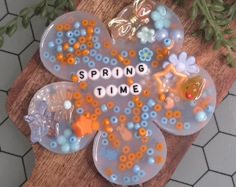 Silicone Picky Pad, Beaded Bracelet Kit, Flower Daisy Spring Stress Relief Picky Pad, ADHD Anxiety, Kandi Friendship Bracelet, Stop Picking