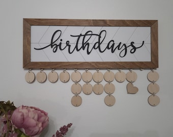 Family Birthday Celebration Board with Wood Frame, Wall Hanging Sign, Mother's Day Gift