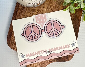 Retro Peace Sunglasses Magnetic Bookmark, Bookish Gift, Reading, Bookmark