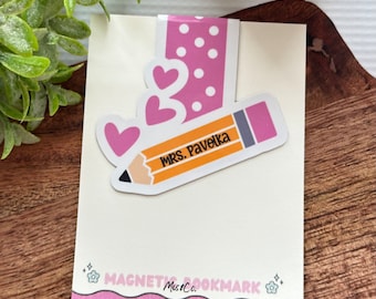 Teacher Magnetic Bookmark, Custom Name Teacher Gift, Bookish Girlie Magnetic Bookmark, Bookish Gift, Reading, Bookmark, Teacher Appreciation