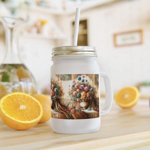Rustic Floral Mason Jar Cup | Vintage Style Drinkware | Farmhouse Decor | Perfect for Gifts, Parties, Home Essentials