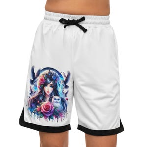 Basketball Rib Shorts Artistic Design, Unisex Summer Athletic Shorts, Trendy Workout Wear, Sportswear for Men & Women, Gift for Sport Lovers
