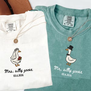 Mr And Mrs Silly Goose Tee, Comfort Colors, Newlywed Matching Couple Shirt, Bride And Groom Funny Honeymoon Tshirt, Wedding Gift Anniversary image 3