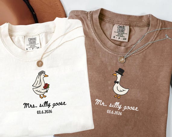 Mr And Mrs Silly Goose Tee, Comfort Colors, Newlywed Matching Couple Shirt, Bride And Groom Funny Honeymoon Tshirt, Wedding Gift Anniversary