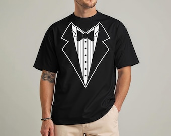 Tuxedo Tee, Men's Funny Tuxedo Shirt, Funny Men Shirt, Party Tshirt, Gift for Him, Birthday Gift, Funny Outfit, Funny Formal Tshirt