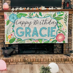Hand painted custom party banner- Birthday Banner- Kraft paper banner- party decor- party sign- backdrop