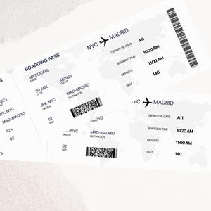 Editable Boarding Pass Gift, Surprise Gift, Custom Airplane Ticket, Reveal Surprise Vacation, Printable Boarding Pass, Travel Memory Gift
