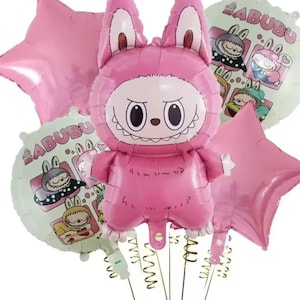 Labubu Birthday Balloons - Labubu Balloons - Labubu Balloon Bundle - 5 Balloons  - Labubu Birthday Decorations | Cute kids Labubu Birthday