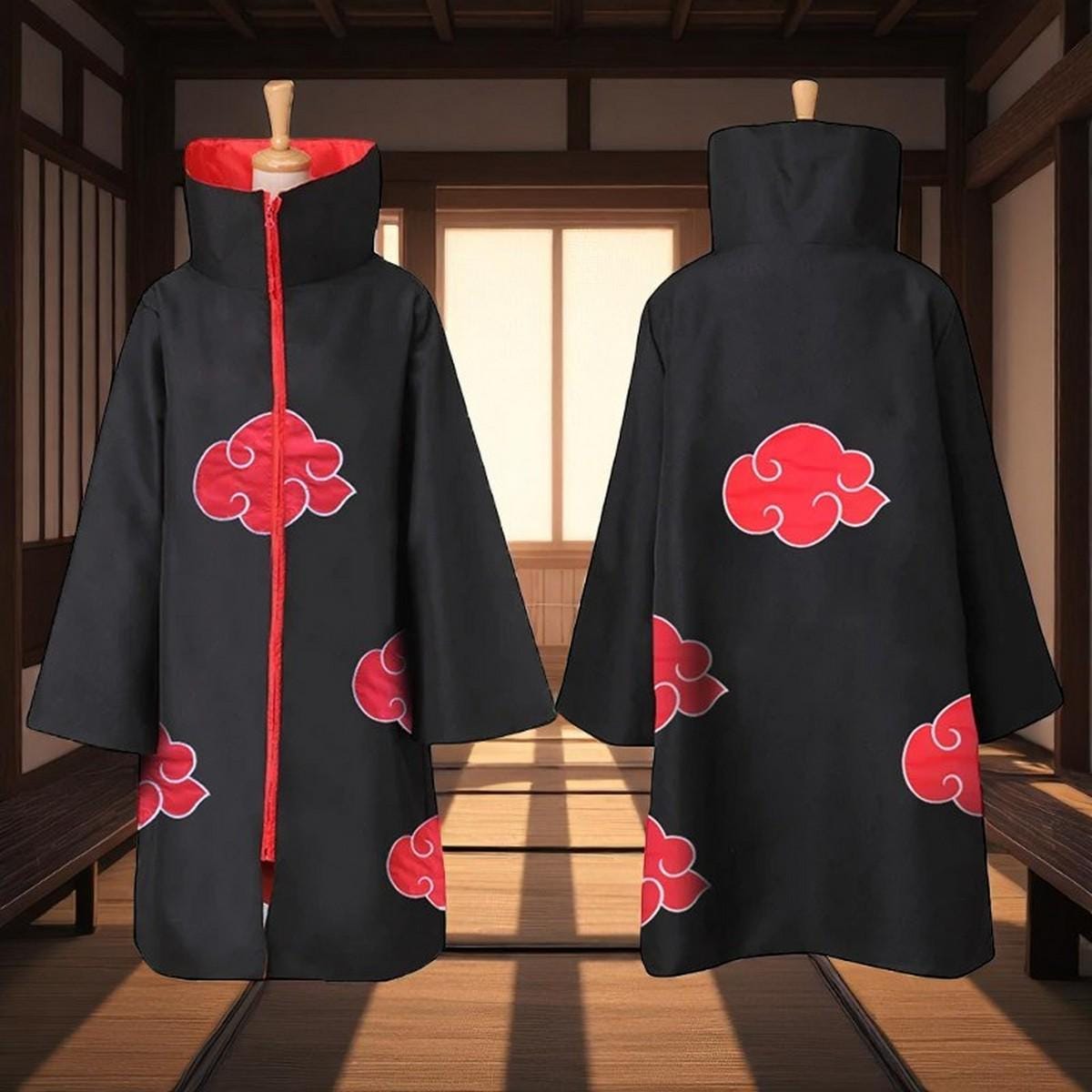 Akatsuki Uchiha Itachi Cloak for Kids Adult Long Black Robe Capes Halloween Carnival Cosplay Costume with Accessories
