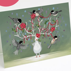 Printable Christmas Holiday Dove Card Digital Download image 1