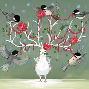 Printable Christmas Holiday Dove Card Digital Download image 2