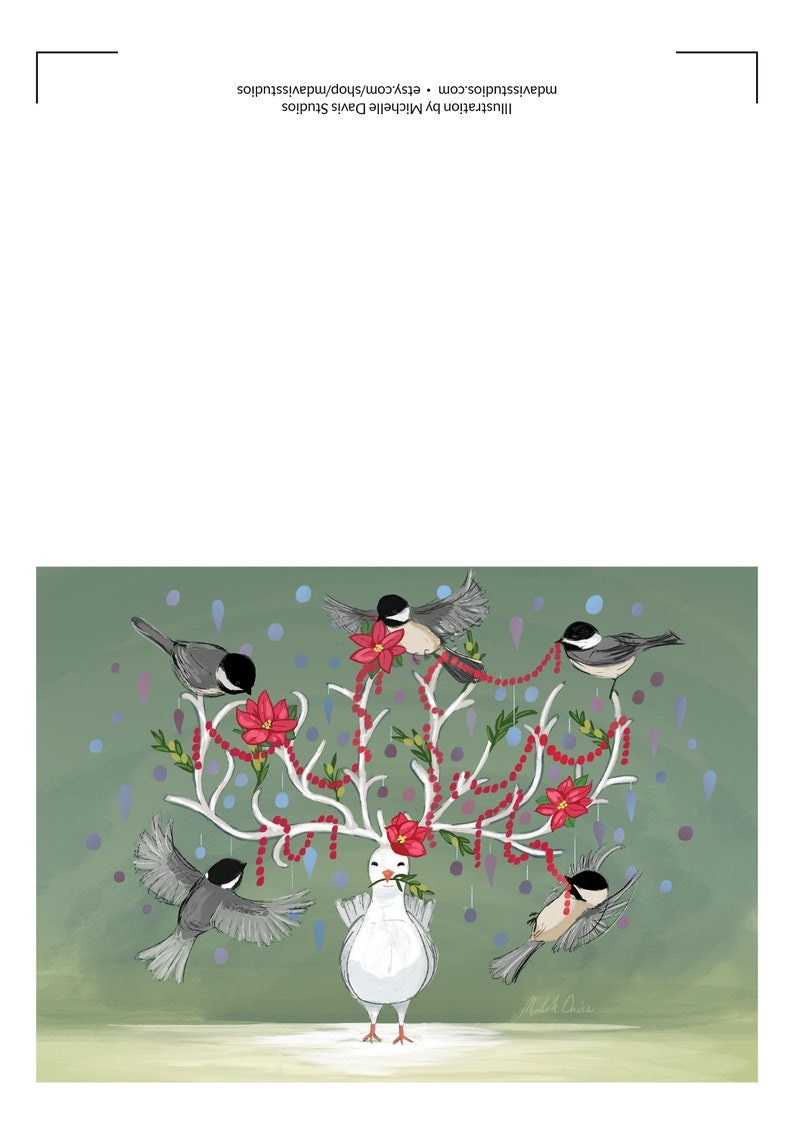 Printable Christmas Holiday Dove Card Digital Download image 3