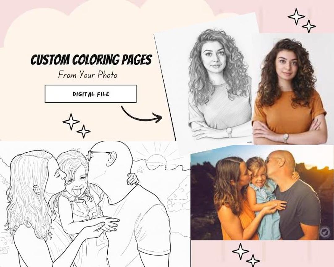 Custom Coloring Book Pages, Personalised Photo to Coloring Page ...