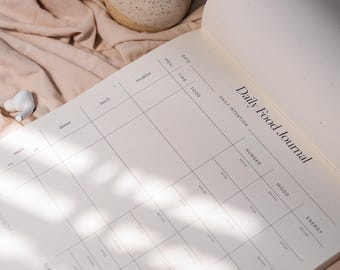 Daily Food Journal Notepad | Intentional Eating | Meal and Snack Tracker | Sleep Log | Water Tracker | Food Diary