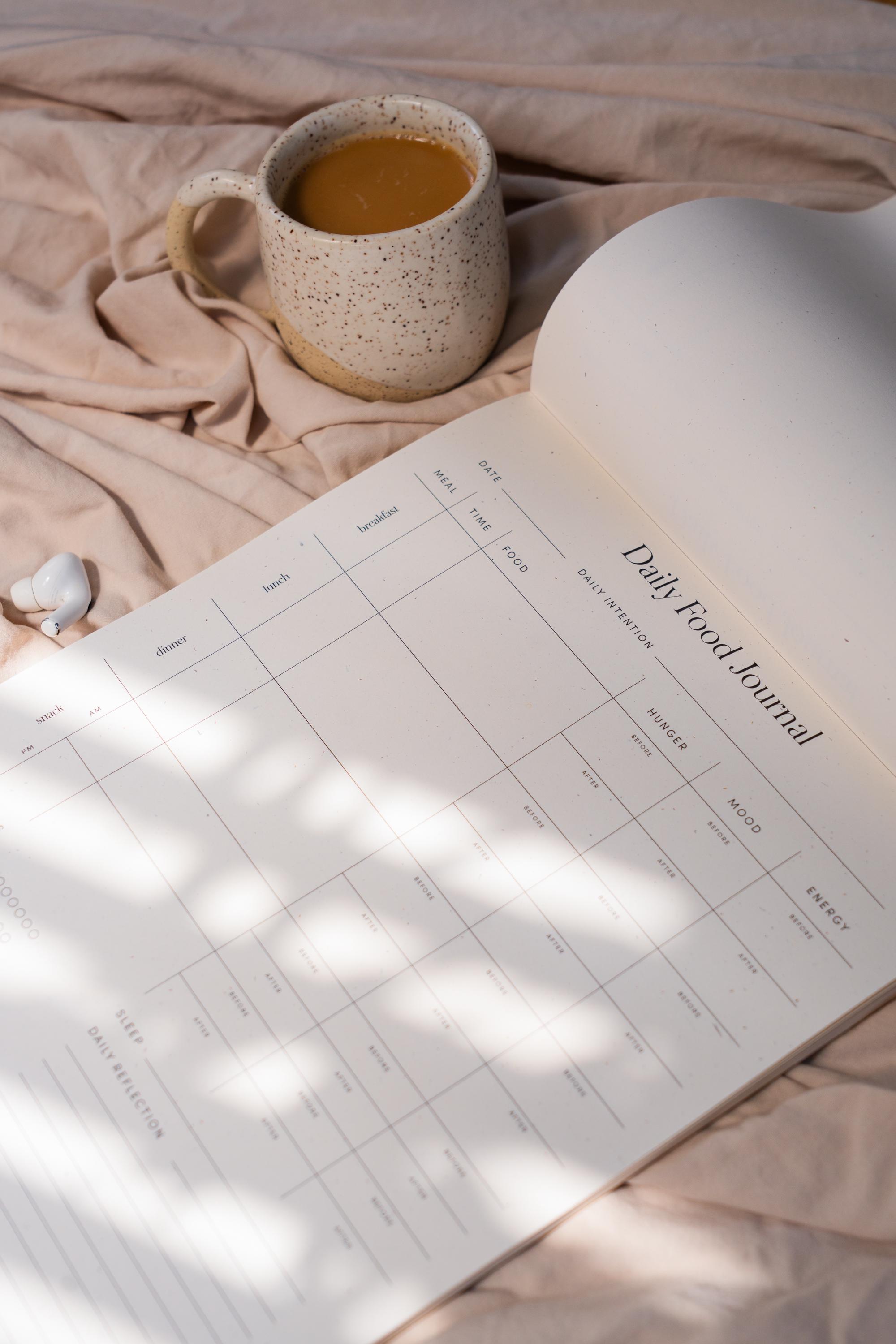 Daily Food Journal Notepad Intentional Eating Meal and Snack Tracker Sleep Log Water Tracker Food Diary