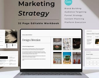 Modello di strategia di marketing / Piano di marketing modificabile / Proposta commerciale Canva / Strategia per i social media / Piano di avvio
