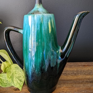 Atomic Blue Mountain Pottery Coffee/Tea Pot - Sleek MCM Drip Glaze