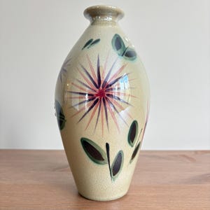 Laurentian Keramik Vase - Mid Century Atomic Floral - Kanadische Keramikkunst mit Vintage Haarrissen