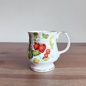 Fine Bone China Teacup - Queen’s Strawberry  - English Country Cottage Whimsy