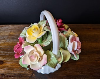 エインズレイ ボーンチャイナ フラワーポット バスケット フィギュア