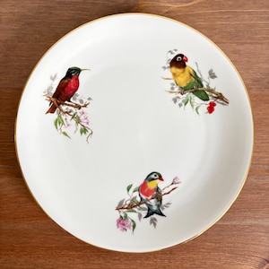 Georges Boyer Limoges 8.25 Inch Bird Plate - French Porcelain - Gold Rim Vintage Décor
