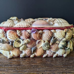 Octagonal Shell Box – Coastal Keepsake Jewelry Storage – Vintage Beach Décor