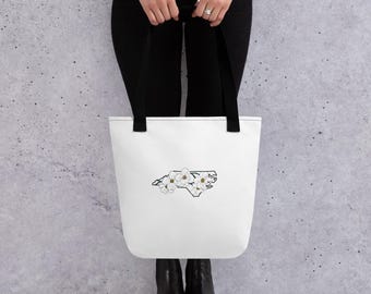 North Carolina Tote Bag: Dogwood Floral Art, Tar Heel State Gift