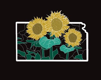 Kansas Sunflower Art Print: Hand-Drawn State Flower Illustration (Digital Download
