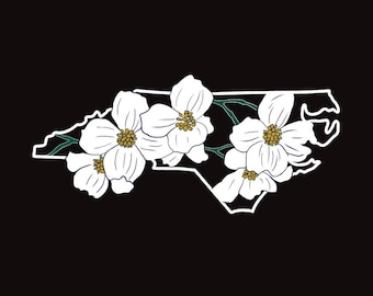 Dogwood Flower North Carolina State Art Print: Hand-Drawn Outline