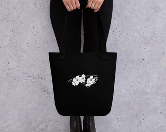 North Carolina Tote Bag: Dogwood Floral Art, Tar Heel State Gift
