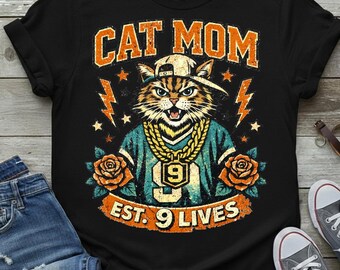 Retro Boho Cat Mom Digital Design | 90s Grunge Wildflower (Digital Download)