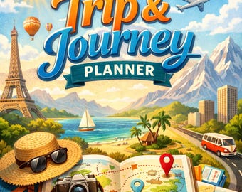 Travel Planner Printable, Trip Planner Journal, Vacation Organizer PDF, Travel Itinerary Planner, Budget & Packing Checklist.