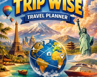 Trip Wise Travel Planner Printable, Travel Organizer PDF, Vacation Planner, Trip Itinerary, Packing List, Budget Tracker