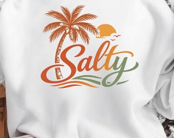 Salty Summer SVG Bundle: Retro Beach Palm Tree Designs (Digital Download)