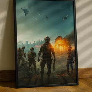 Battlefield 6 Inspired Poster – Tactical War Art Print – Framed Wall Decor – Ready to Hang