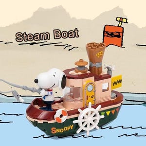 SNOOPY STEAM BOAT building brick set