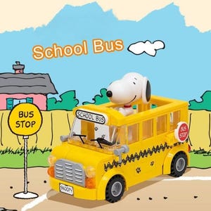SNOOPY SCHOOL BUS building brick set