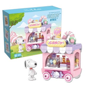 Snoopy Candy Shop Building Blocks Set - Cute Collectible Model Kit, Kawaii Desk Decor, DIY Cartoon Bricks for Adults & Fans