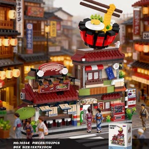 Japanese Ramen Shop Building Block Set (1102 PCS) | Build Your Own Cozy Ramen Noodle Restaurant!