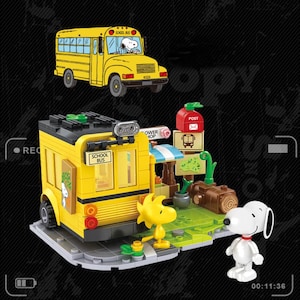 SNOOPY SCHOOL BUS building brick set - 328 pieces