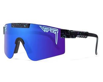 Pit Viper Style Sunglasses – Black Frame, Blue, Purple Reflective Lens