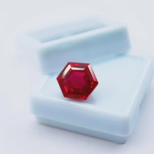 Unheated Ruby Hexagon Cut Gemstone: 7-8 Ct Burmese Red for Jewelry Making (Certified)