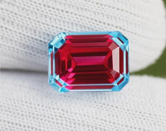 Natural Bi-Color Sapphire Emerald Cut Loose Gemstone – 14–15 Ct Sri Lankan Jewelry Making